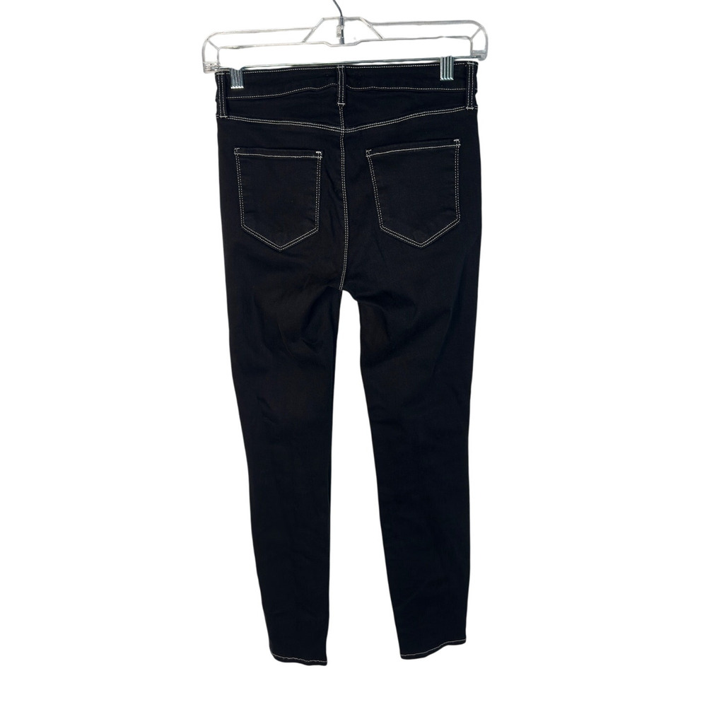 NEW! L'Agence 25 Margot $248  Skinny Jeans White Stitching Crop Mid Rise Black - Picture 2 of 6